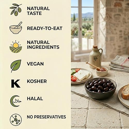 Vista 2 de Marmarabirlik Aceitunas negras, aceitunas turcas en escabeche, recogidas a mano, aperitivos saludables, sabor mediterráneo, perfectas para ensaladas