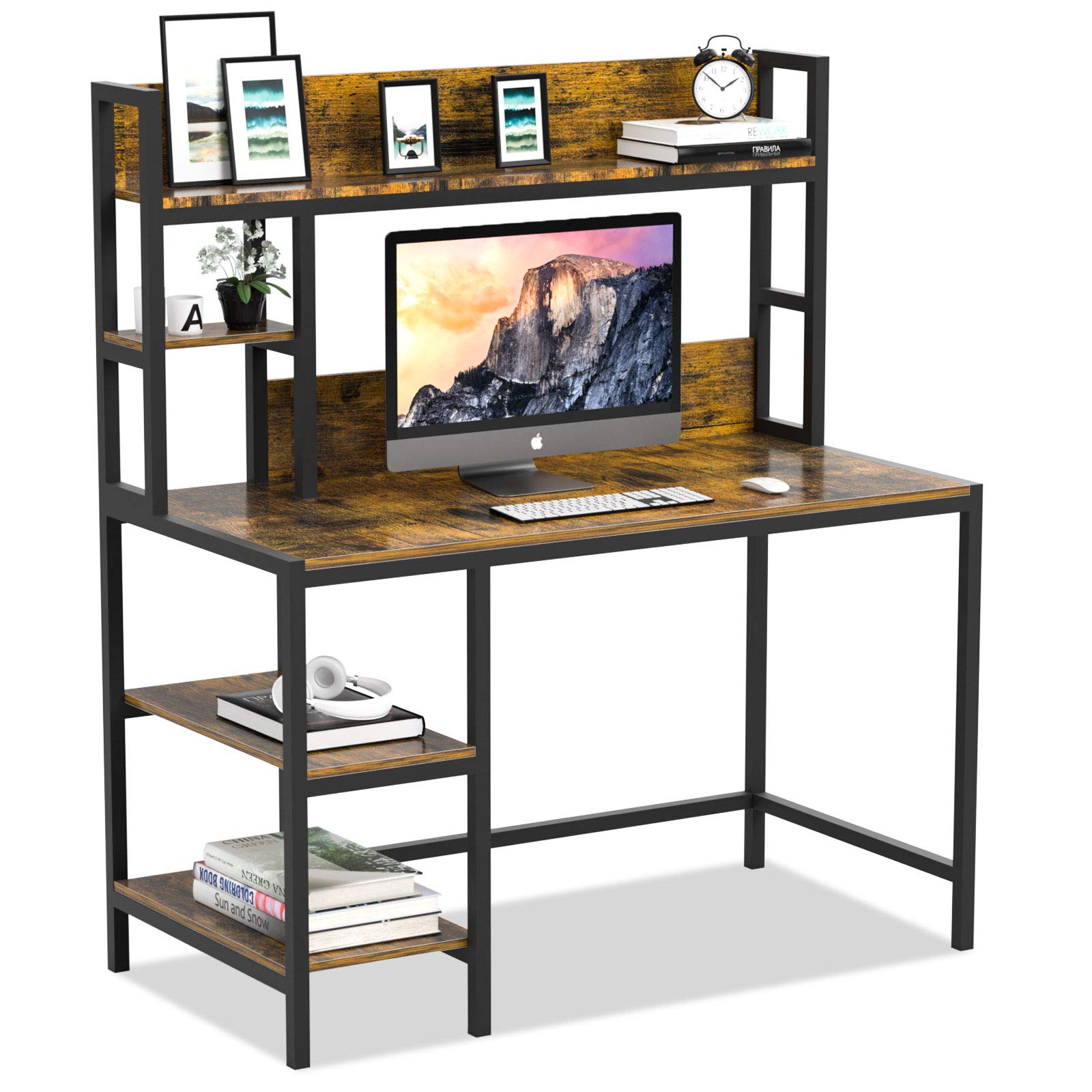 Buy Bizzoelife Computer Writing Desk with Hutch and Bookshelf, Home