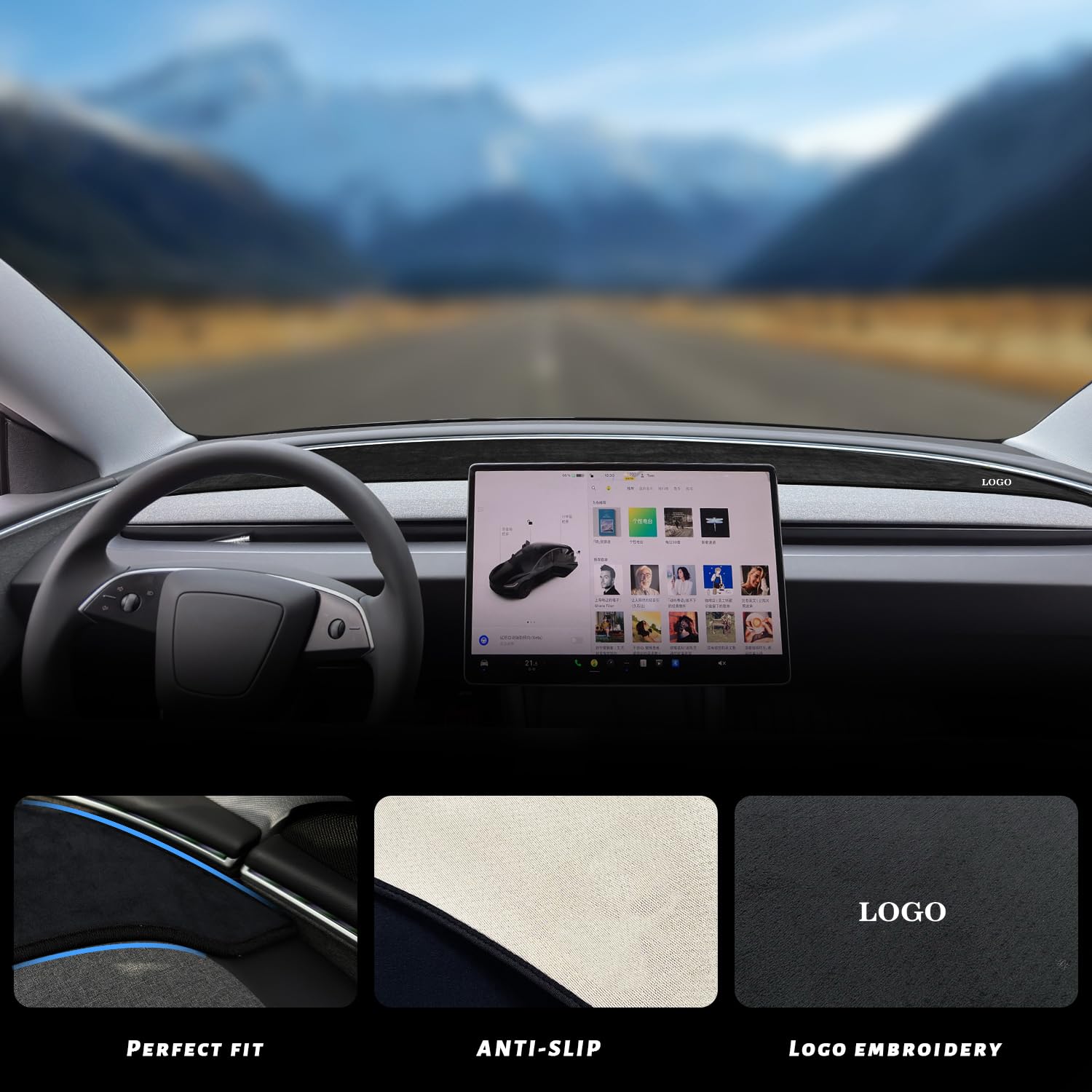 Coperture Cruscotto per Tesla Model 3 Highland 2024 Copri Cruscotto Interno Tappetino Dash Mat 2024 Model 3 Highland Accessori Interni