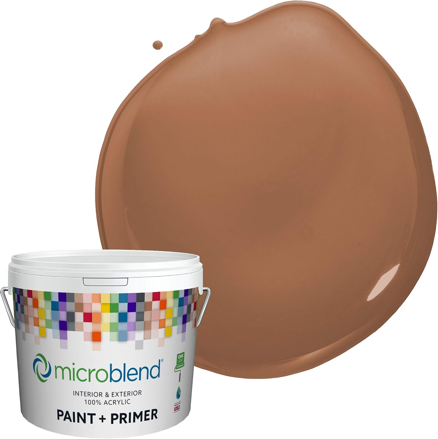 Microblend Interior Paint and Primer - Brown/Georgian Clay, Flat Sheen, Quart, Premium Quality, High Hide, Low VOC, Washable, Microblend Oranges Family