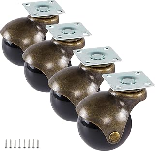 Skelang 1.5 Inch Ball Caster Wheel Plate Caster, Vintage Antique Swivel Caster Great for Furniture, Sofa, Chair, Cabinet, Pack of 4