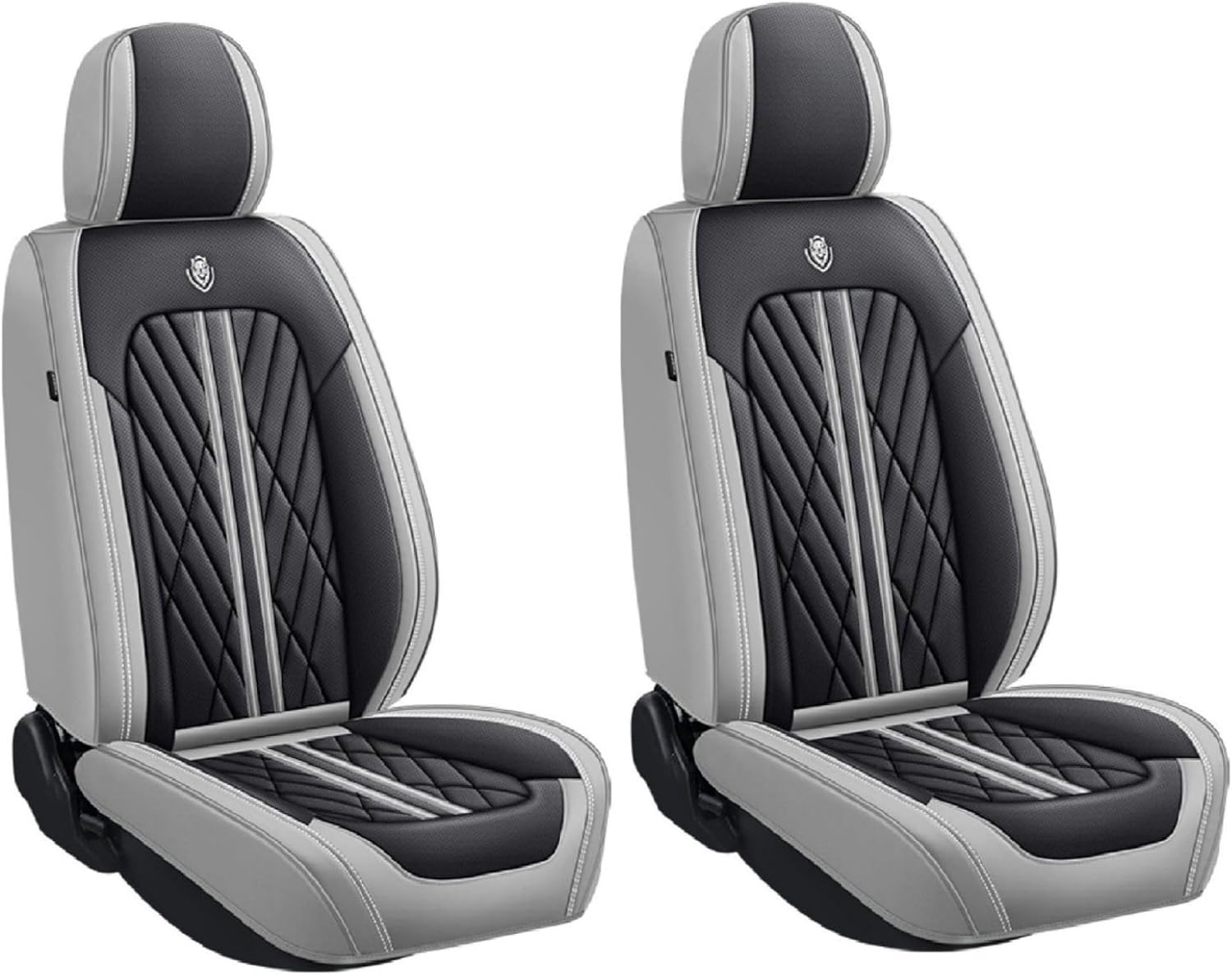 Premium Nappa Leatherette Car Seat Cover Set Custom Fit for Hyundai Kona 2000-2023 2024 2025 2026 Water-Proof Breathable Faux Leather Seat Cushion Protectors (Front 2 Seats,Black Grey)