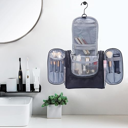 Miniatura 6 de Neceser de viaje para mujer, organizador de artículos de tocador, bolsa de cosméticos de viaje con gancho para colgar, organizador de maquillaje