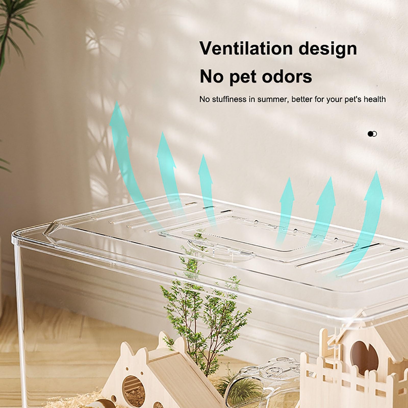 Cage à hamster en acrylique avec vue complète et transparente – Habitat pour souris et hamster avec ouverture sur le dessus