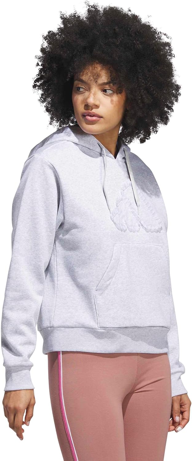adidas womens Seasonal Essentials Ruffled Big Logo Graphic Hoodie - Image 2