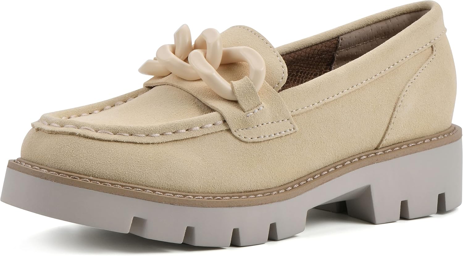 WHITE MOUNTAIN Women's Goodie Loafer, Butter Cream/Suede, 6.5 M