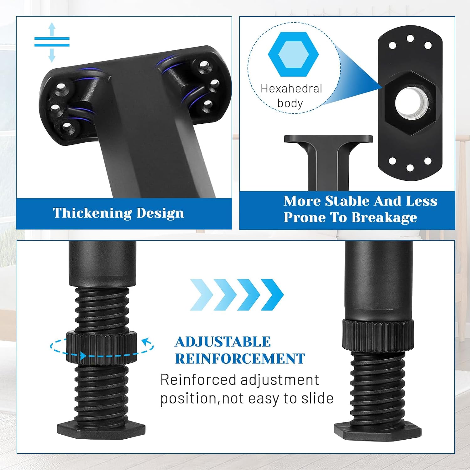 2 Pcs Adjustable Height Center Support Leg for Bed Frame, Bed Support Legs Heavy Duty, Adjustable Furniture Legs, Center Support Leg for Bed Frame, Bed Frame Center Slats Support Legs (7.1in-13.4in)
