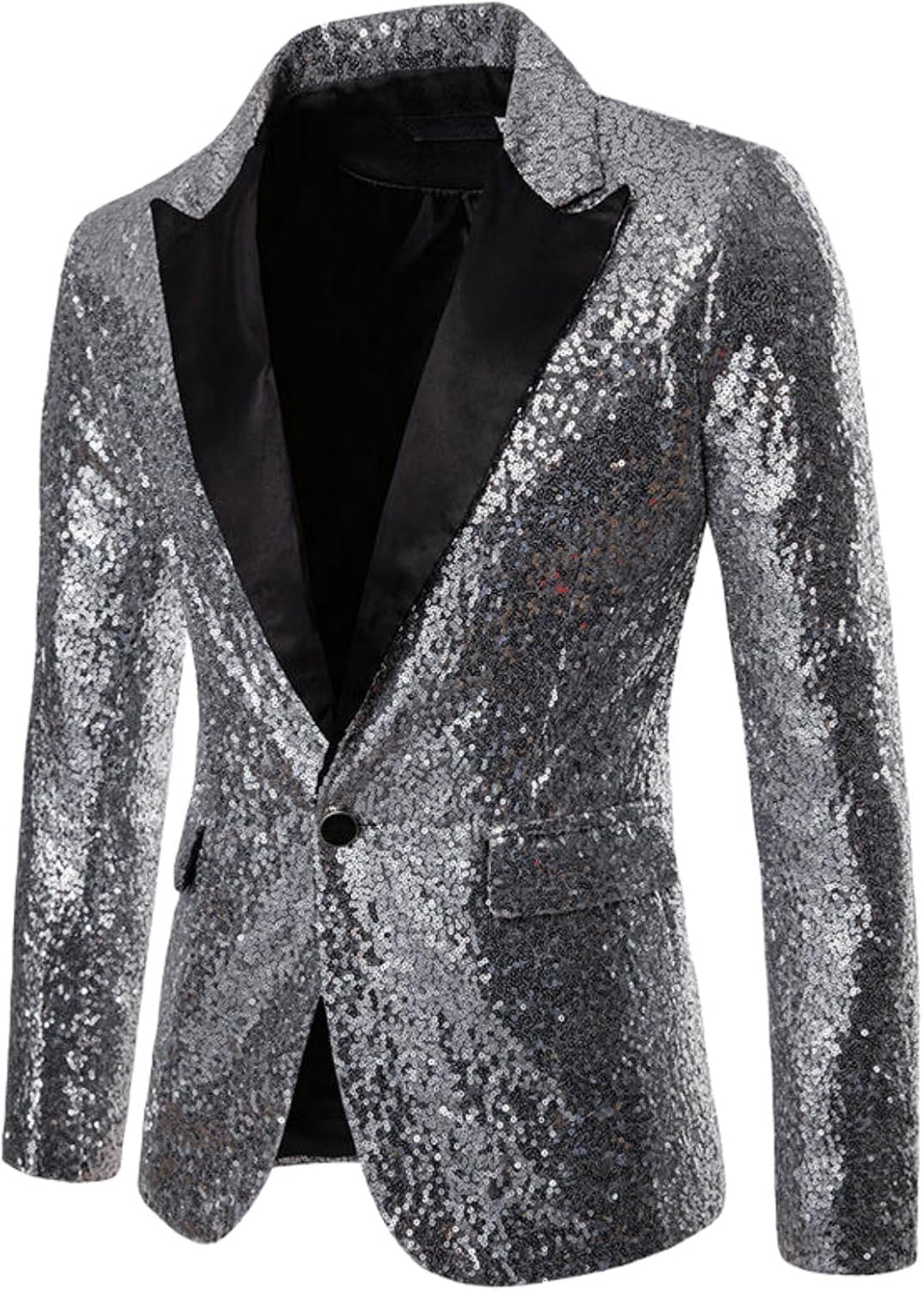 Men's European Style Stage Host Formal Sequin Blazer