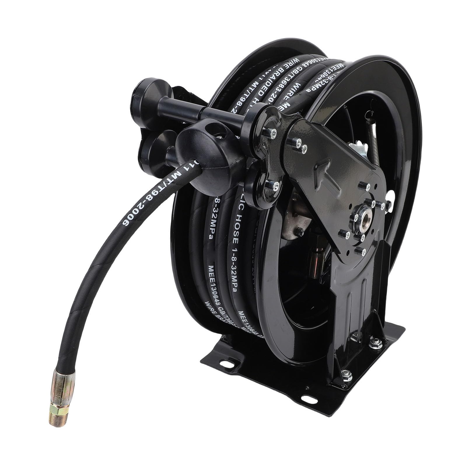 Carrete de Manguera para Lavadora de Alta Presión, Rebobinado Automático Resistente, Retráctil para Jardinería y Mantenimiento de Automóviles, Acero Al Carbono, 32,81 Pies