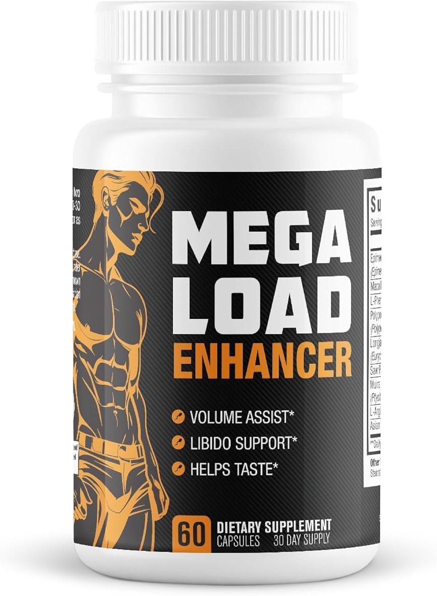 Mega Load Enhancer - Semen Volume Booster Supplement for Men - Increase Load Size, Taste, Fertility Supplement - 3rd Party Tested Formula - 9 Active Ingredients - 60 Capsules for Adults