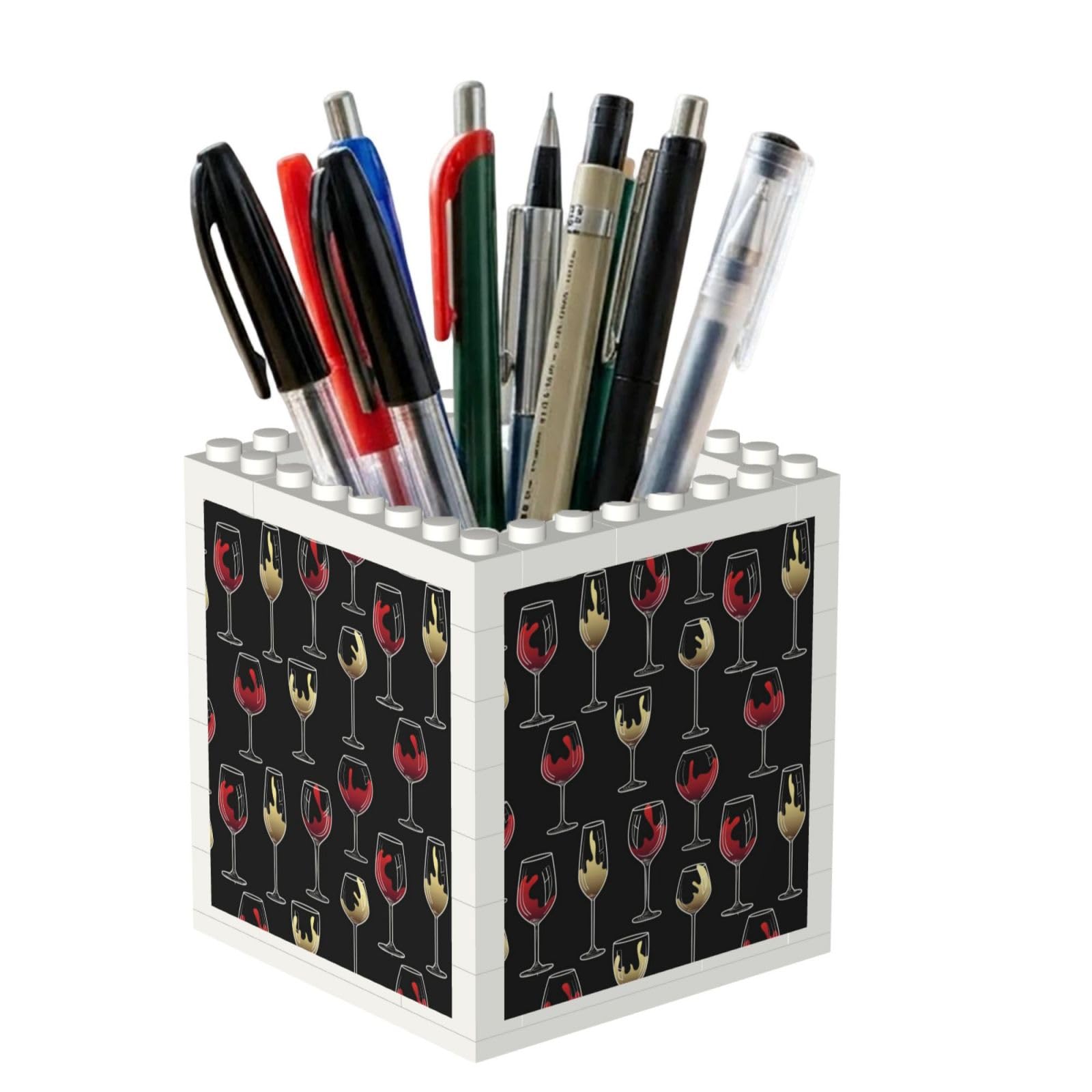 Poadnly Wine Glass, Pen Pot Pencil Holder for Office Home School, Compact Desk Organiser for Office Stationery