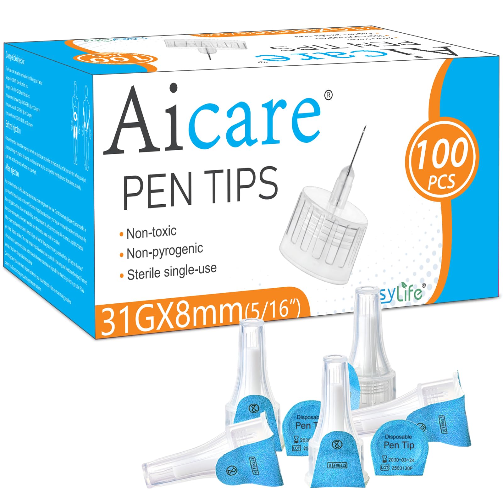 Aicare Pen Tips 31G x 8mm - diabetes care | Mubboo