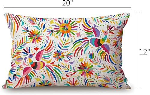 Miniatura 2 de Fundas de almohada de 12 x 20 pulgadas, decoración rústica de granja, fundas de almohada florales mexicanas, fundas de almohada de lino de algodón y