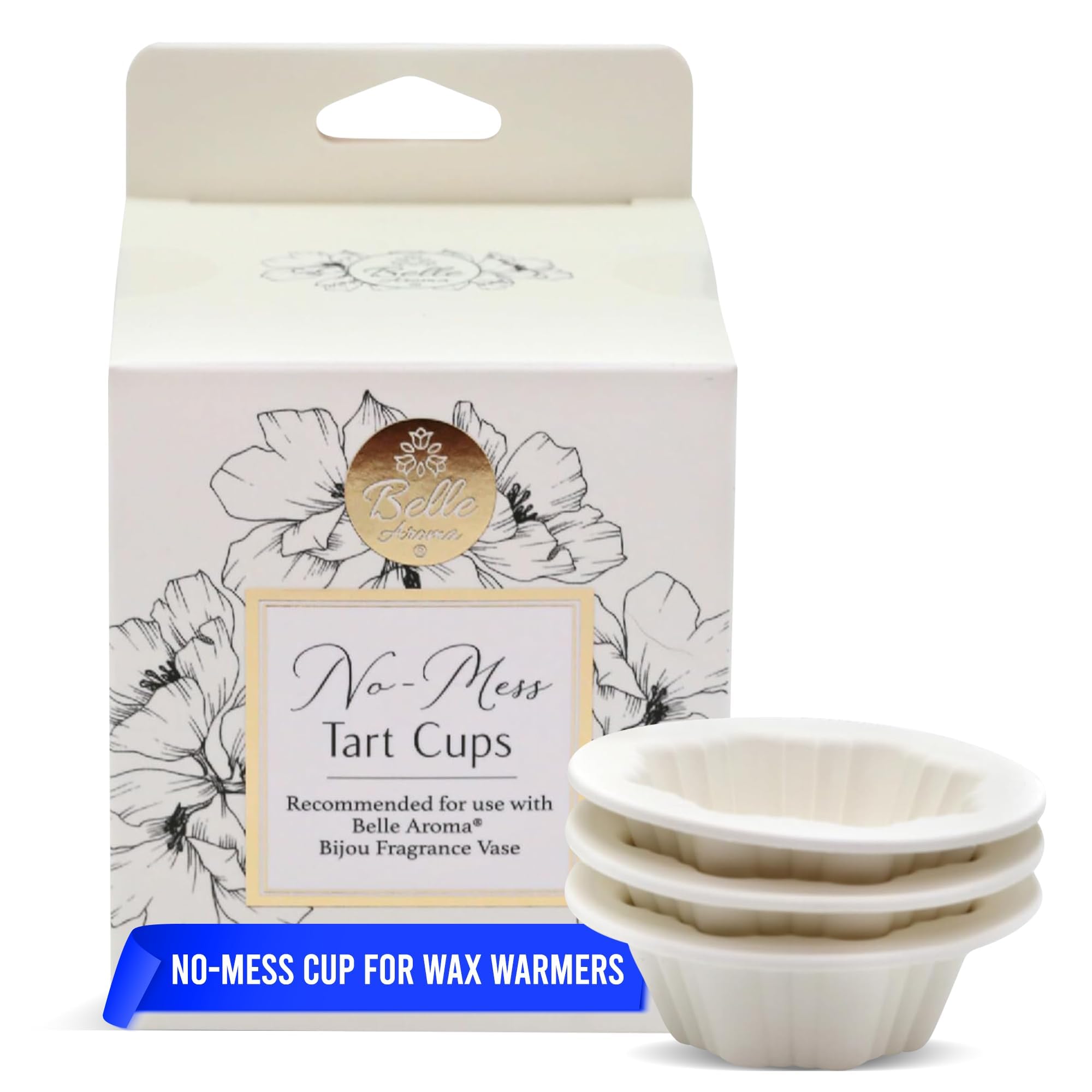 Belle Aroma No-Mess Cup for Bijou Fragrance Vase - Box of 3, Light Cream