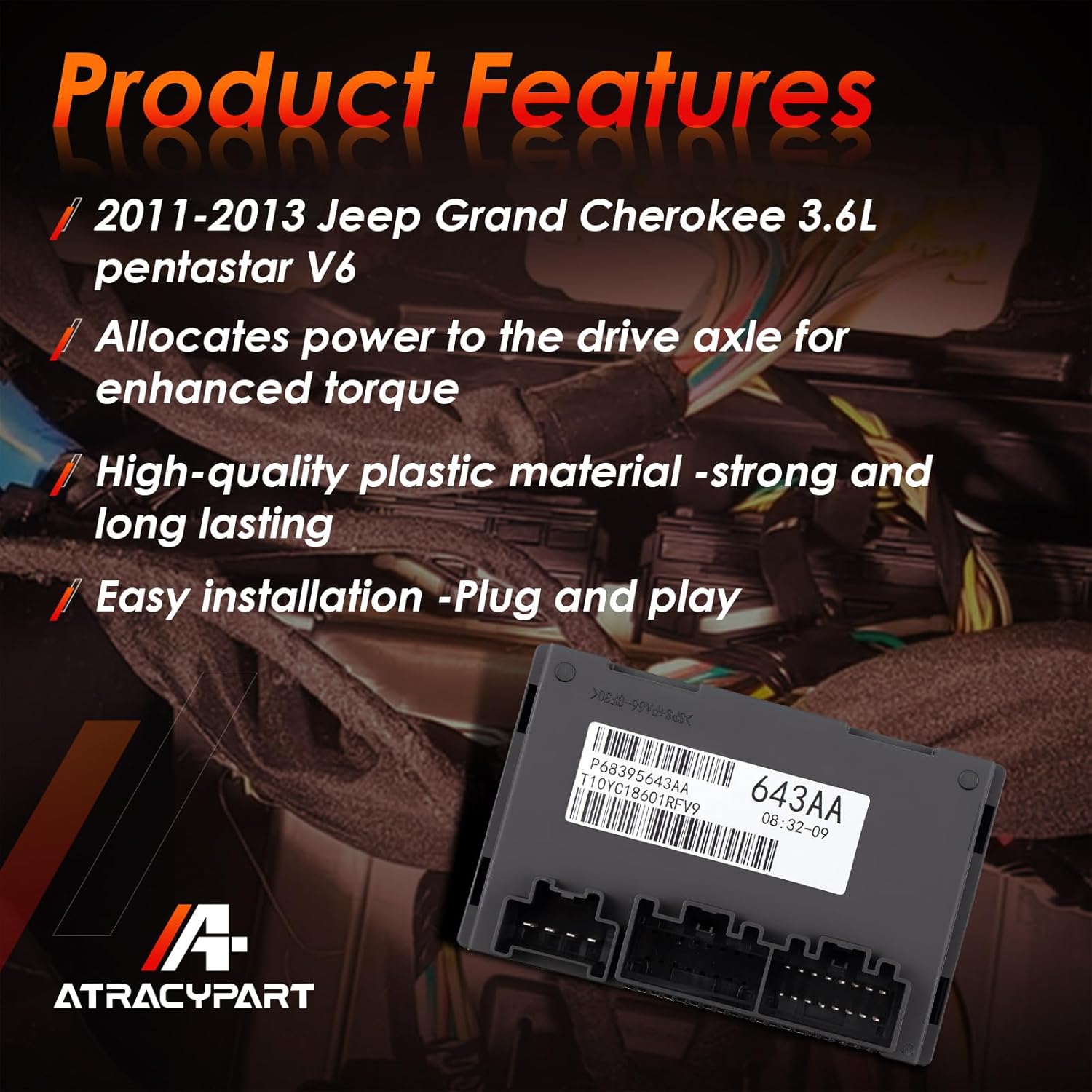 68395643AA Transfer Case Control Module Compatible with 2011-2013 Jeep Grand Cherokee & Dodge Durango 3.6L V6 /5.7L V8 - Replaces 56029423AK RL029423AJ 56029423AJ RL029423AI 56029423AI