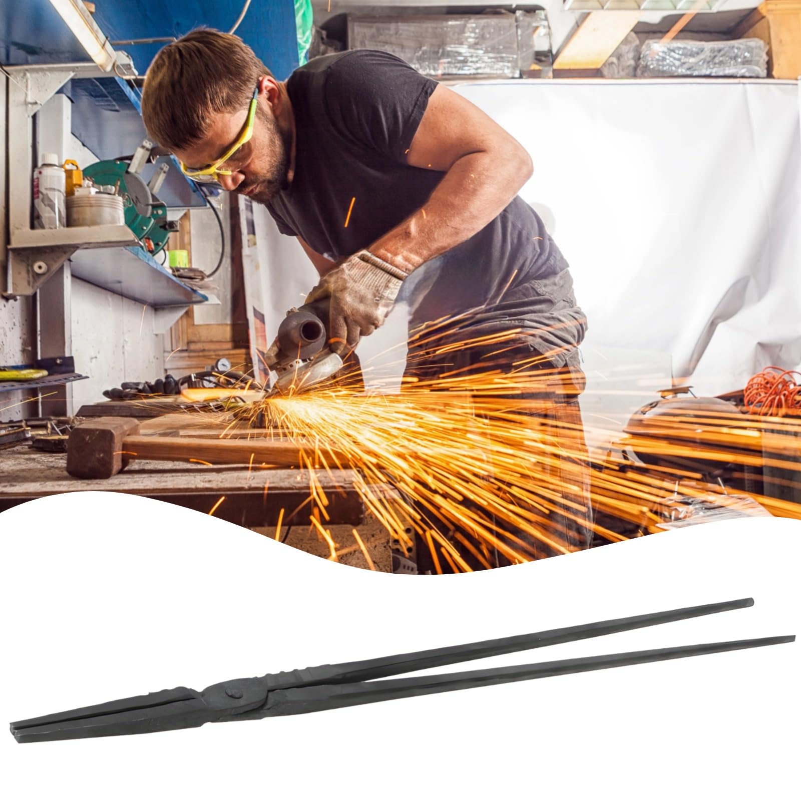 Pinza da forgiatura per forgiatura in acciaio al carbonio e ferro, strumento di forgiatura con manico lungo per principianti ed esperti, per una presa precisa e un lavoro controllato