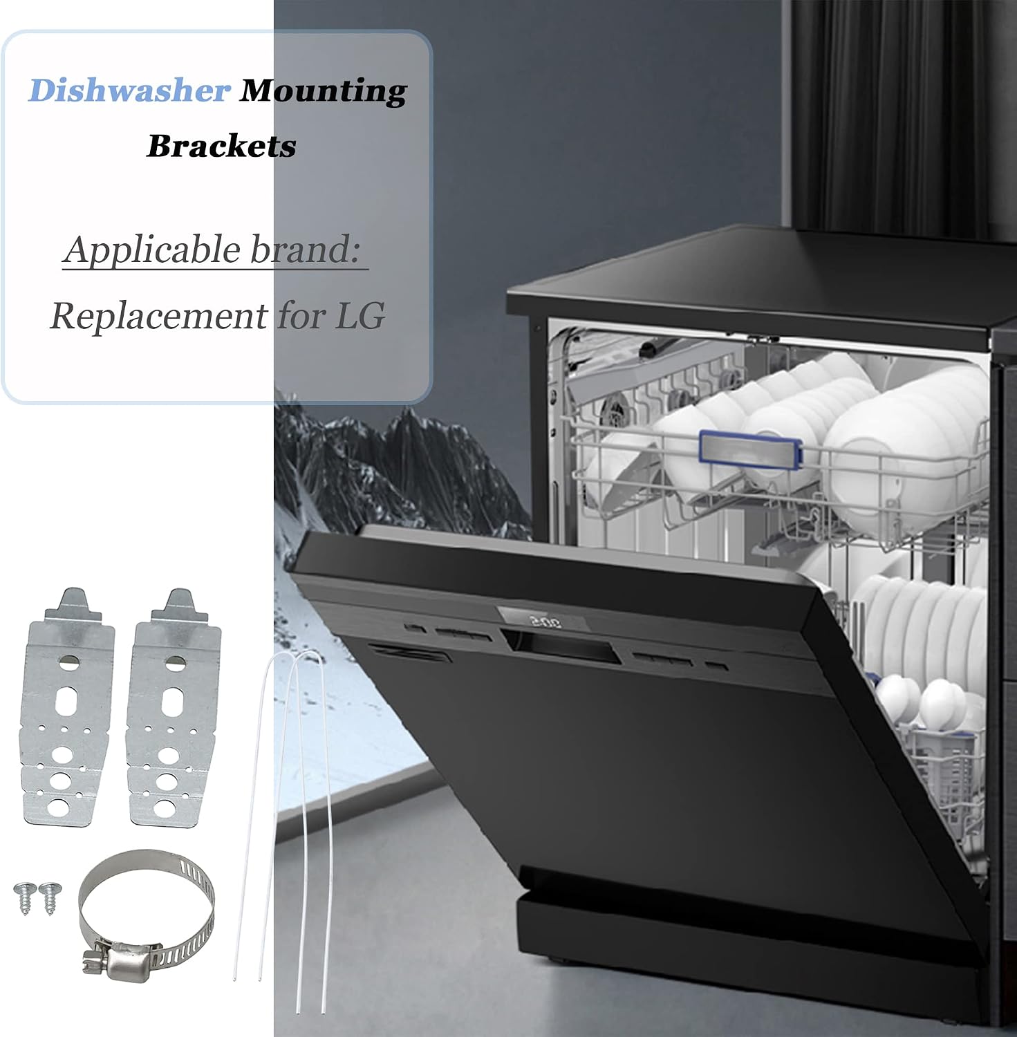 Dishwasher Mounting Brackets Kit with Instruction Sheet Replacement for LG Replace PS3525525 AP4438292 1266844 AH3525525 EA3525525