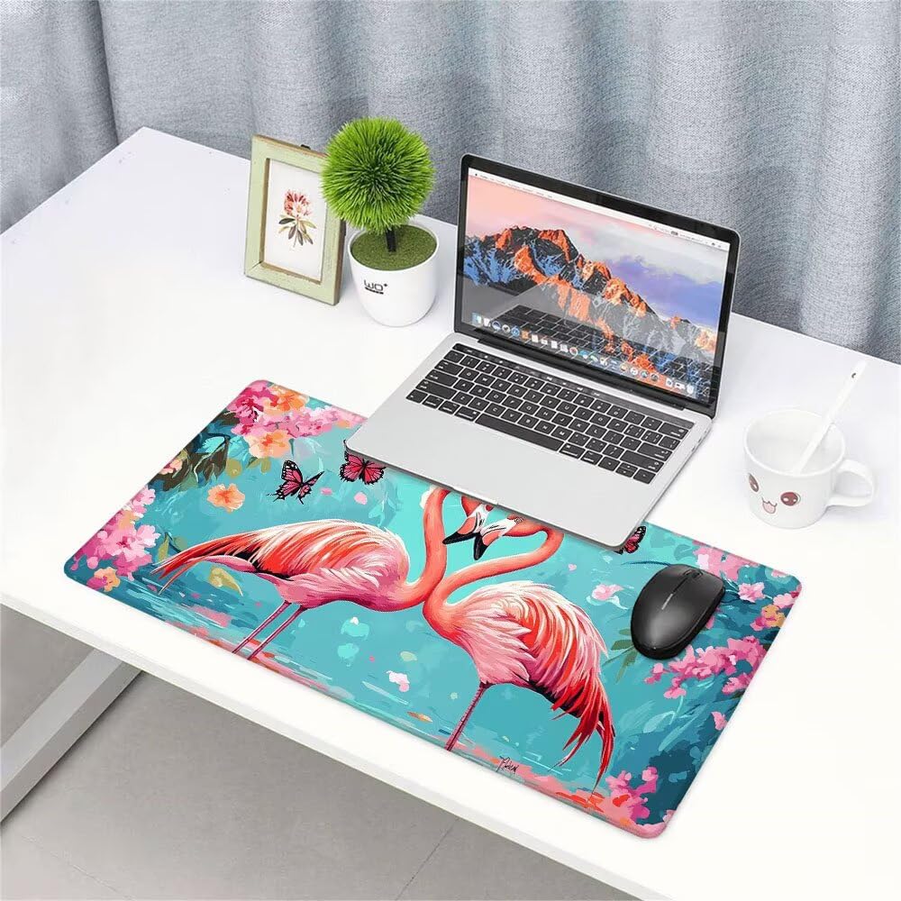 Alfombrilla de Mouse para Juegos, Blu, XXL, Antideslizante, Impermeable, Diseño de Fenicottero, Extendido, Grande, 1200x600x3mm, para PC, Laptop, Ufficio, Famiglia d-783