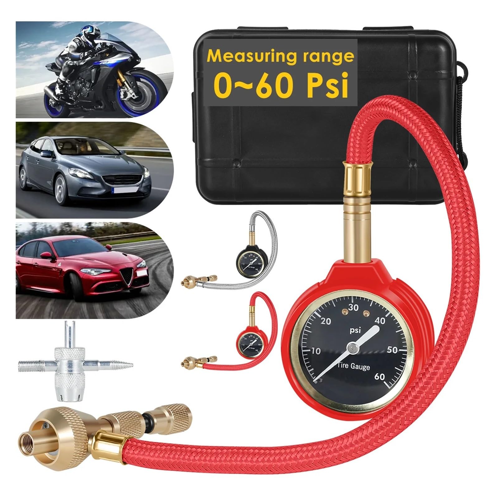 Regulowane Deflatory Opon W/0-60 PSI Wskaźnik 2 "świecąca Tarcza Miernik Ciśnienia W Oponach Samochodowych Proste Szybkie Narzędzie Do Spuszczania Powietrza W Oponach Samochodowych łAtwy W UżYciu