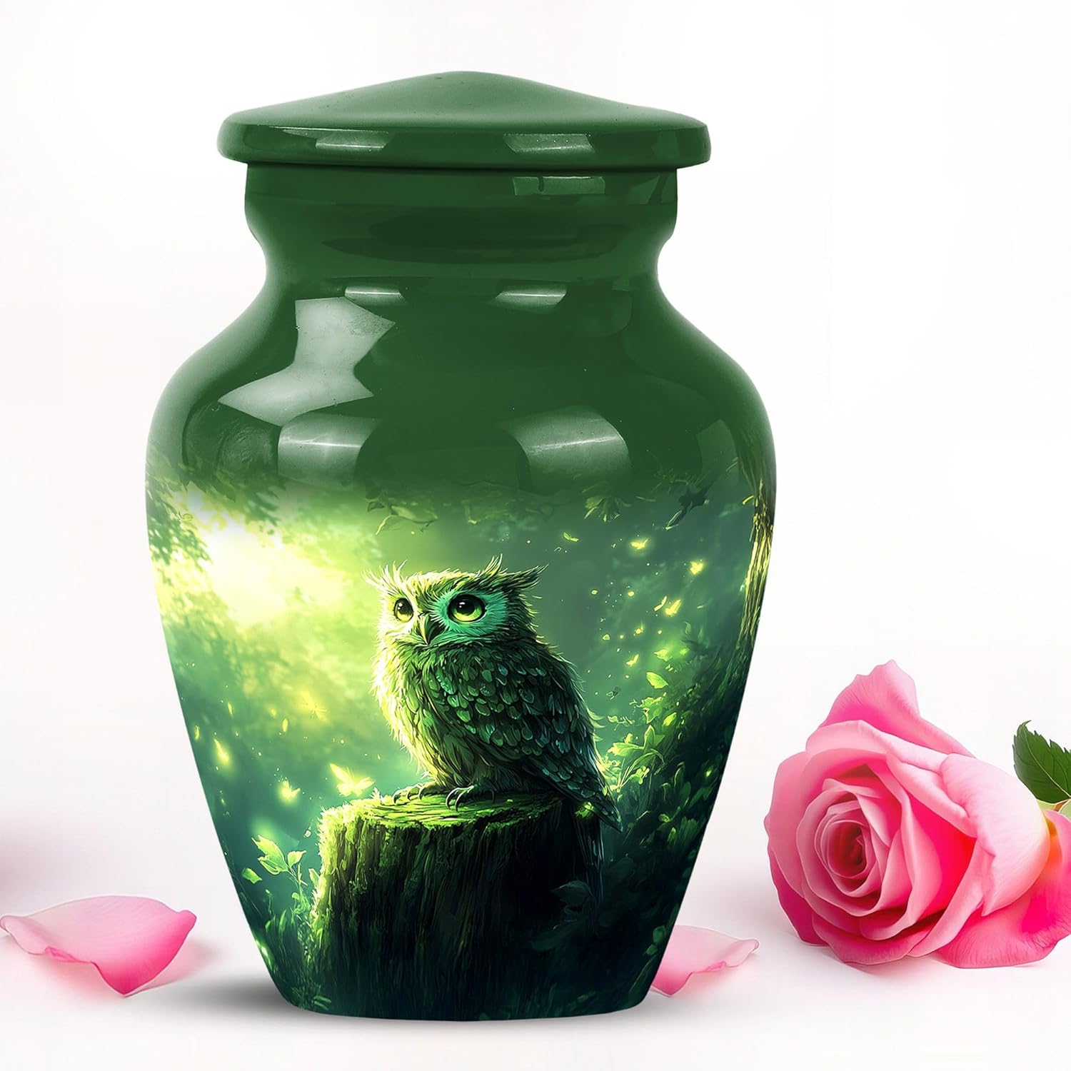 Blue Night Owl Mini Urns for Human Ashes Male - Small Urn for Human Ashes Adult Female 3 Inch 1 Pcs