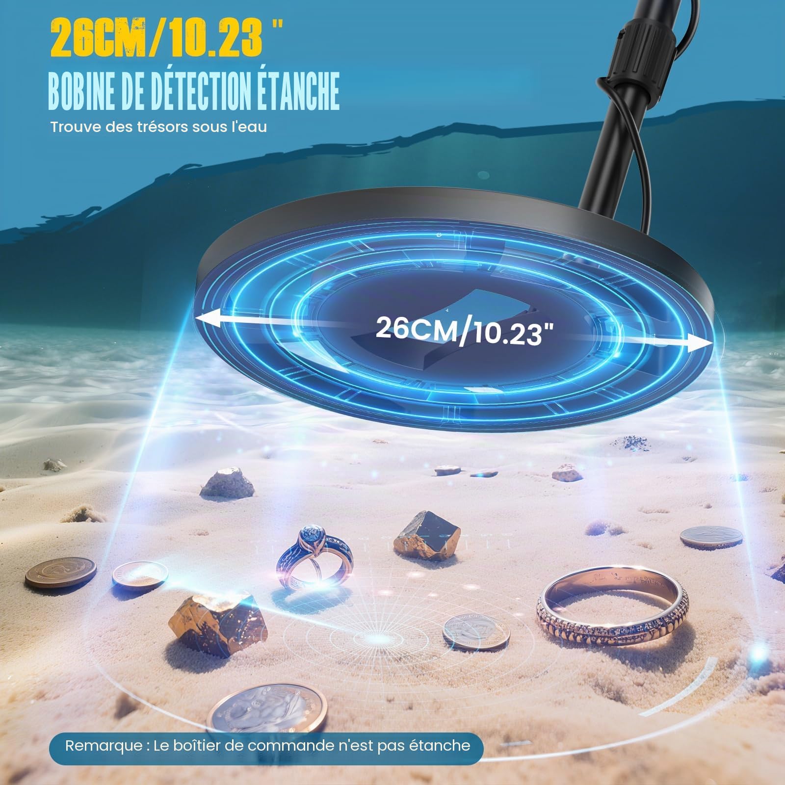Détecteur de métaux professionnel avec 2 batteries rechargeables,3 modes Détecteurs de métaux pour adultes et enfants,longueur réglable (113-141 cm),détecteur de métaux rechargeable avec bobine (Bleu)