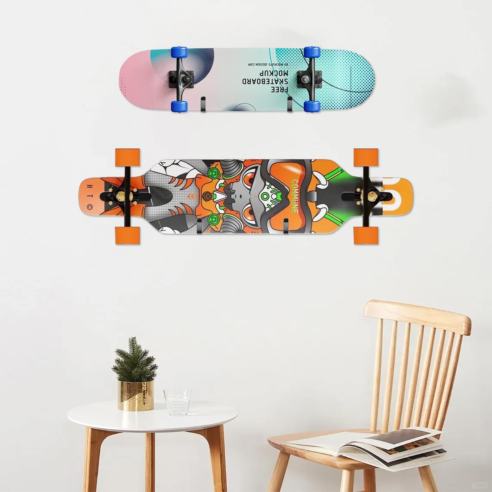 Soporte de Pared para Snowboard, Estante de Exhibición para Esquís, Tablas de Snowboard, Longboards y Patinetas, 4 Piezas