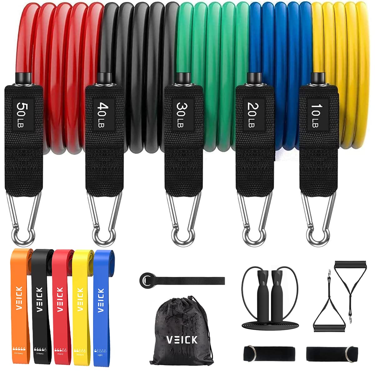 VEICKResistance Bands, Exercise Bands, Workout Bands, Resistance Bands for Working Out with Handles for Men and Women, Exercising Bands for Fitness Weights Work Out at Home
