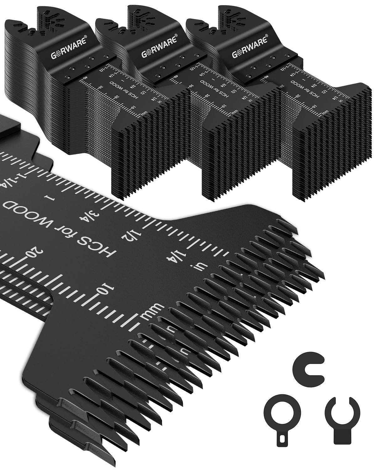 GORWARE Oscillating Tool Blades, Japanese Tooth Quick Release Multi Tool Blades Kits Fit Milwauke, Chicago, Worx, Rockwell, Rigid (100PCS Japanese Tooth Blades)