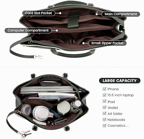 Vista 205 de LOVEVOOK Bolsa para computadora portátil para mujer, 15.6 pulgadas, bolsa de mano para computadora portátil, bolsa de trabajo para profesores, bolsa