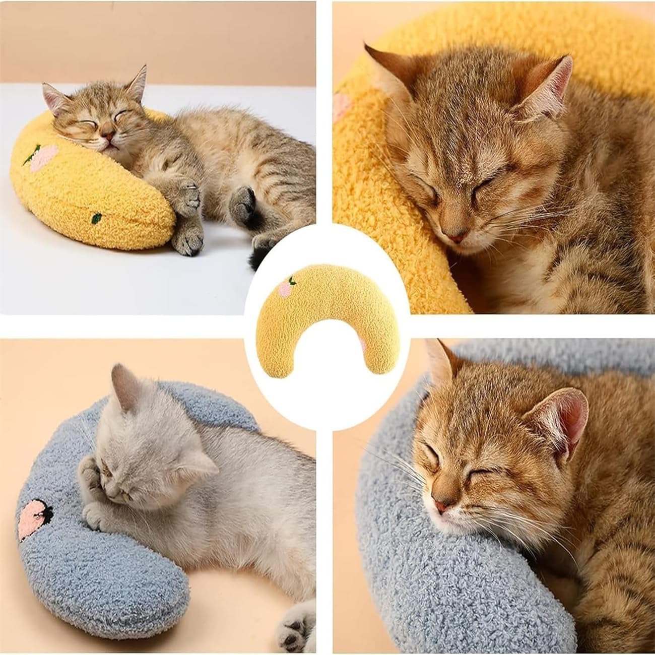 Plinko Dog Pillow - U Shaped Pet Calming Toy,Dog Calming Pillow,Cat Calming Pillow,Soft Plush Fabric Neck Protection Pet Pillow,Soft High Density Calming Dog Pillow for Anxiety Relief (Yellow)