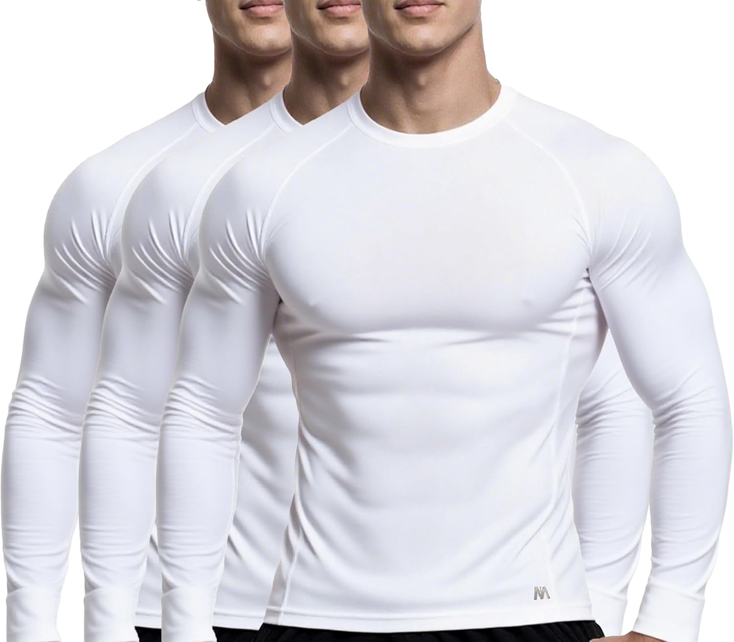 MagnaMan Men's Compression Shirts 3 - Pack: Moisture - Wicking Athletic Baselayer Tops