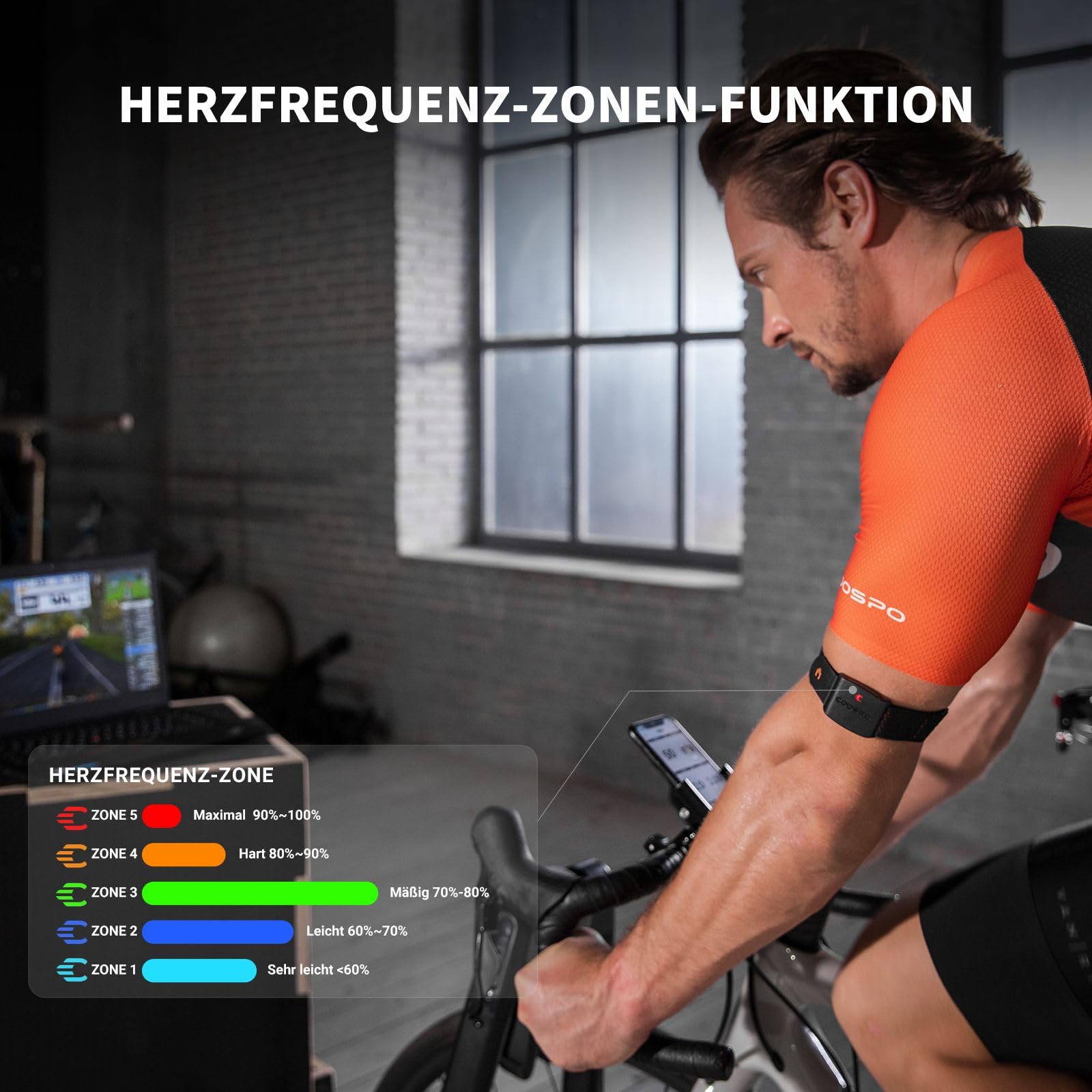 COOSPO HW9 Herzfrequenzmesser, Bluetooth ANT+ & Sensor LED & Smart HRM pulsuhren IP67 wasserdichte, pulsmesser Armband Kompatibel mit Polar Wahoo Garmin Zwift Elite HRV