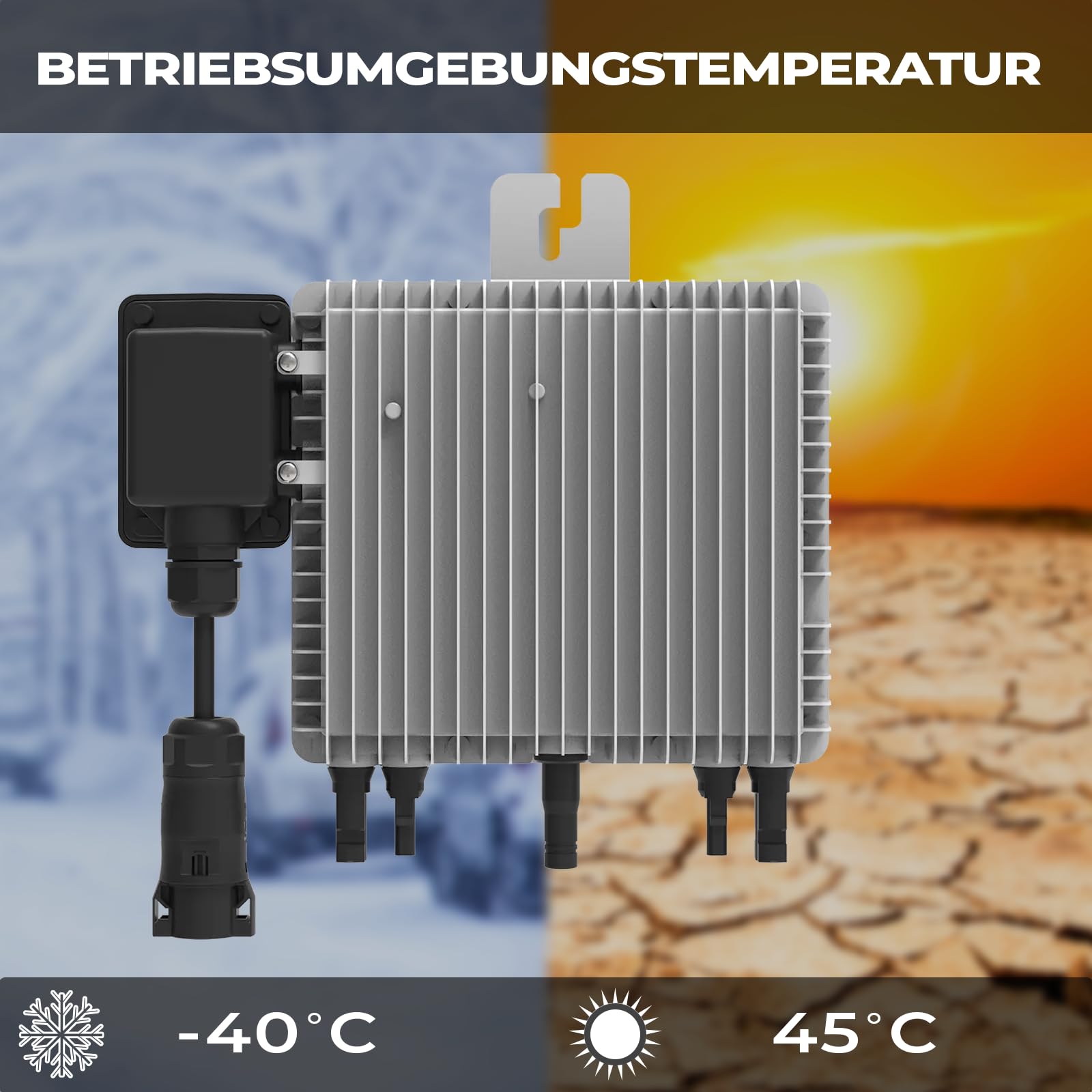 DEYE Mikro-Wechselrichter 800 W SUN-M80G4-EU-Q0 für Balkonkraftwerk, IP67 wetterfest, Plug&Play Installation, 2 MPPT, WiFi, Micro Inverter