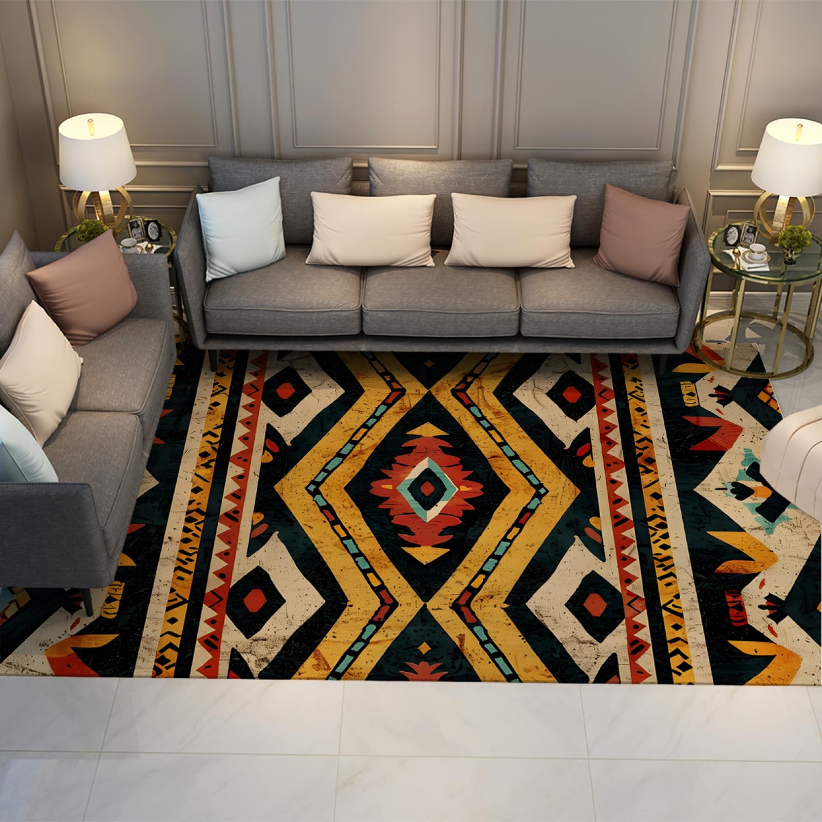 Dywaniki geometryczne do sypialni salonu vintage boho dywan do dekoracji pokoju miękka zmywalna mata wewnętrzna dekoracja prezent dla przyjaciół 160 x 220 cm