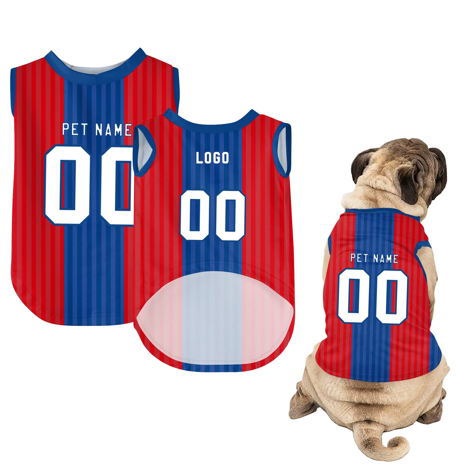 Dog Clothes - Custom Dog Shirt with Name Number or Logo - Personalised Football Jersey for Small Medium Large Dogs (Style-1, S)