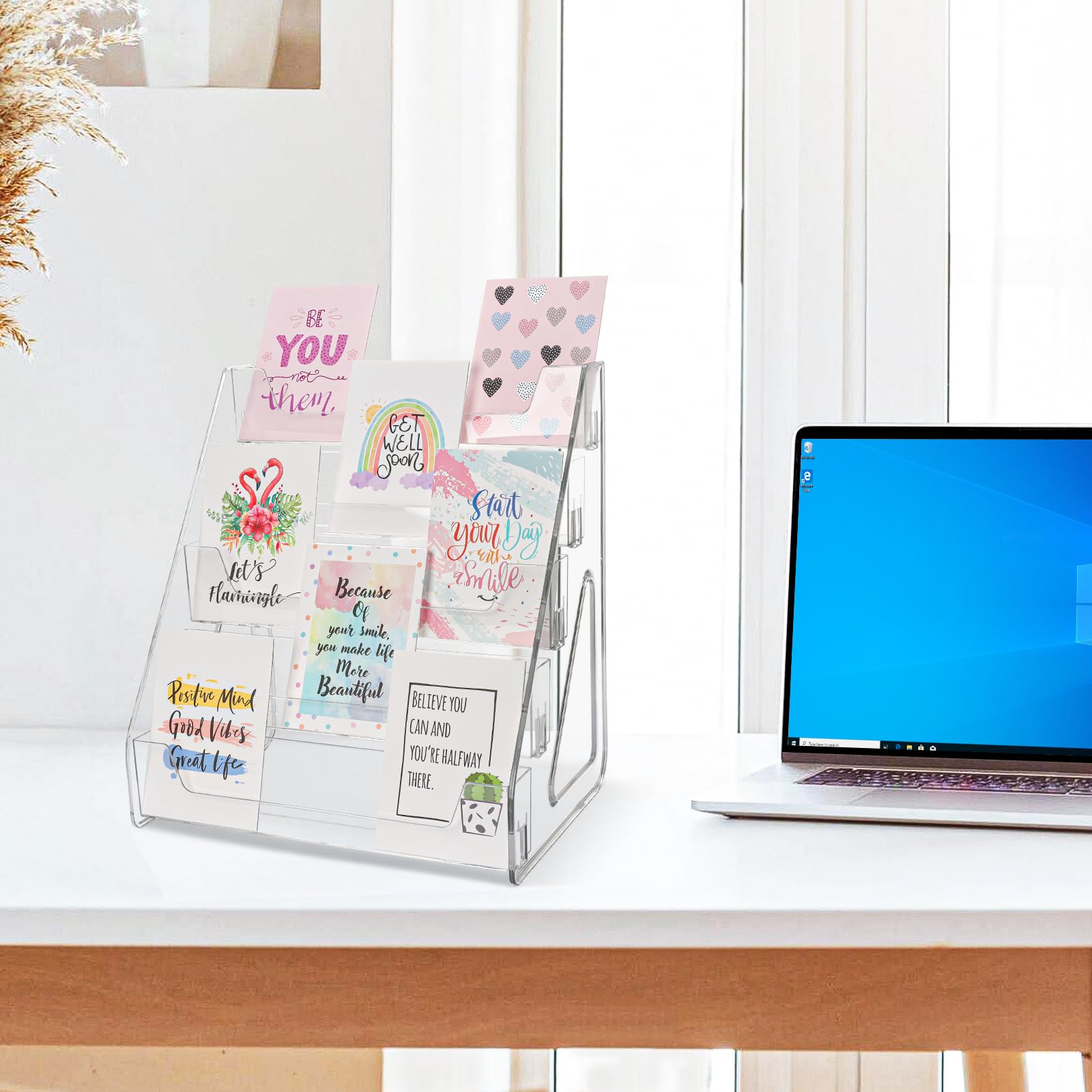 Greeting Card Display Stand 5 Tier Acrylic Greeting Card Rack Clear Postercard Holder Tiered Display Stand Brochure Holder Stand Magazine Organizer Rack Sticker Organizer for 5x7 4x6 Cards Menus Photo - Image 2