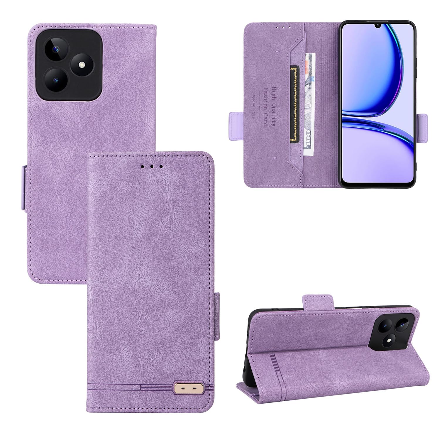 Custodia Portafoglio In Pelle Con Protezione RFID Per OPPO Realme C53 4G – Fodero Con Slot Carte E Supporto Integrato - 2