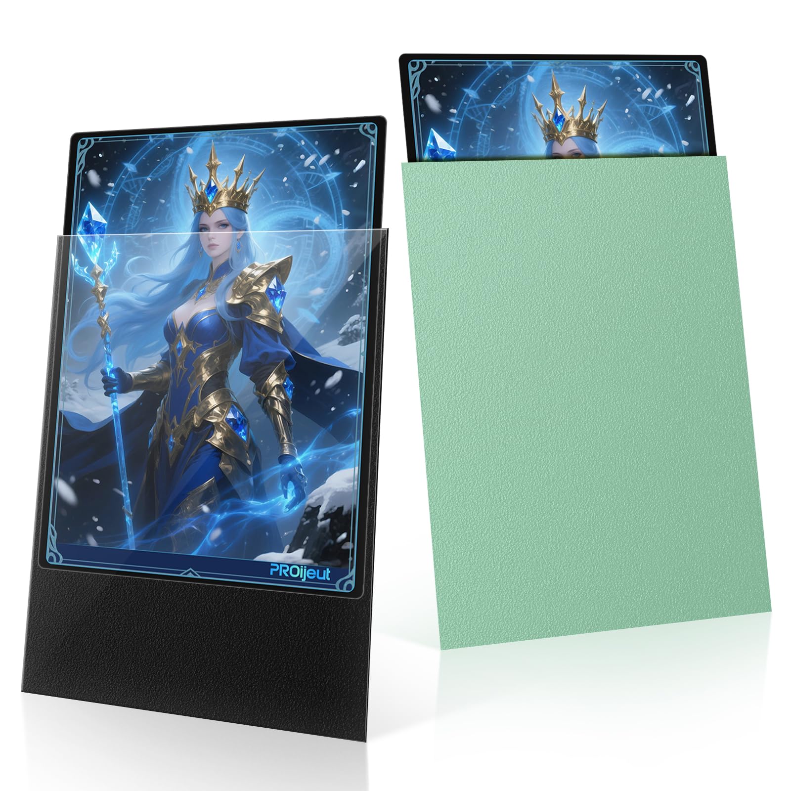 200 Pack Card Sleeves, Matte Dual Trading Card Sleeves with Opaque Back &amp; Smooth Shuffle, Tear Resistant Card Protectors for MTG, TCG (Eucalyptus Green)