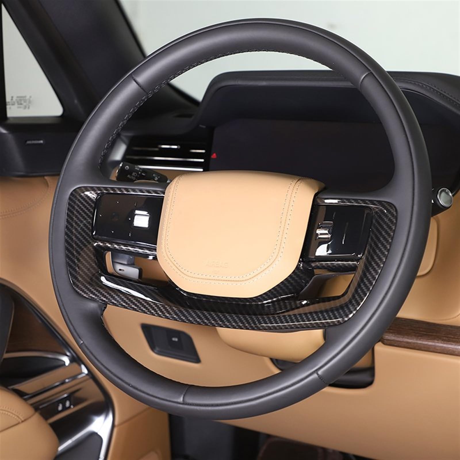 Komponenten ABS-Kohlefaser Auto-Innenraum-Lenkrad-Dekorrahmen-Abdeckungsverkleidung Für Range Rover Für Vogue L460 2023(Carbon fiber)