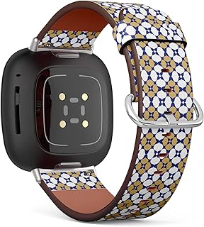 CJBROES Replacement Leather Watch Band, Compatible with Fitbit Versa 3 and Fitbit Sense of Wristband Bracelet Accessory - Oriental