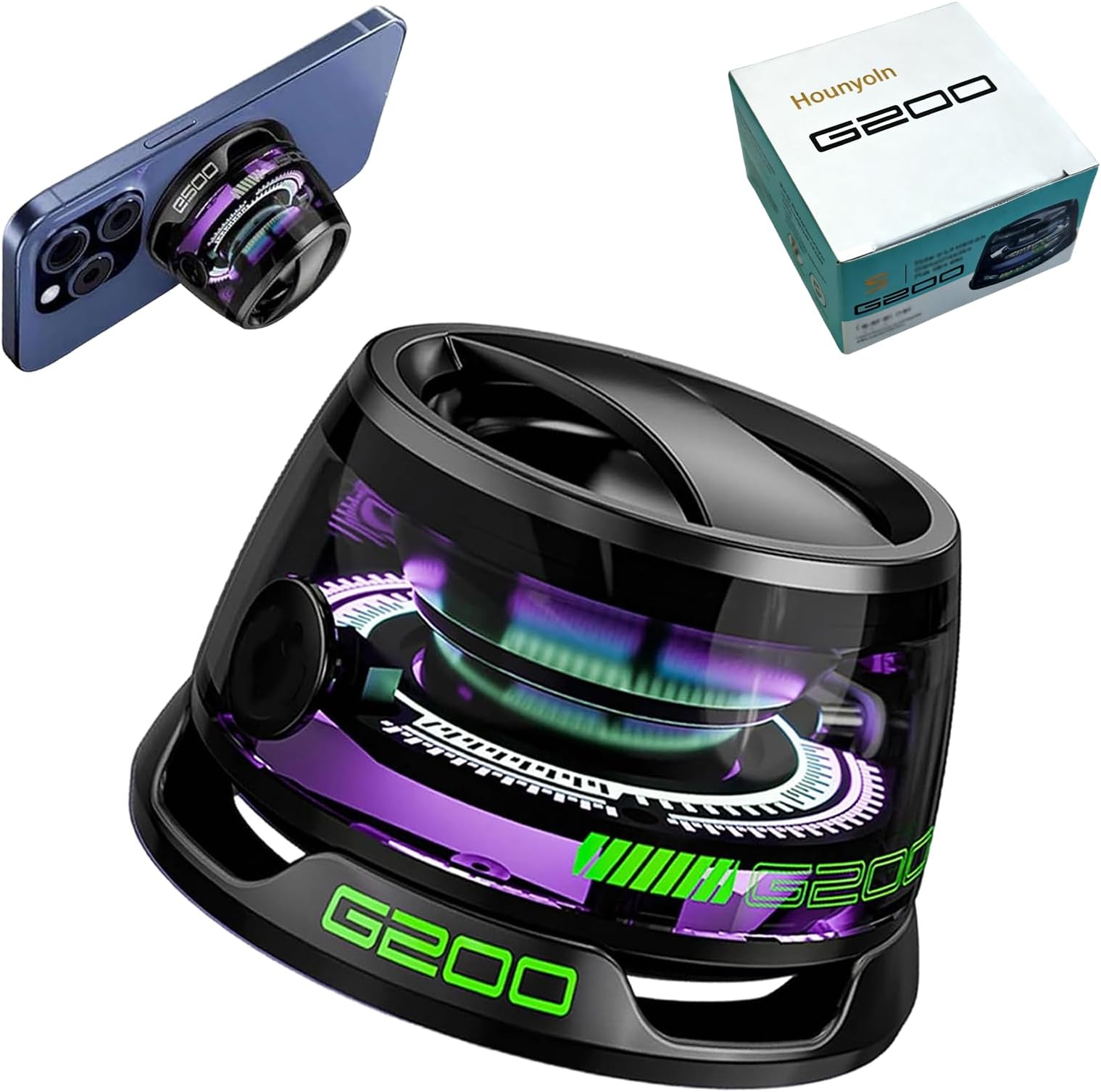 Magnetic Bluetooth Speaker,Multifunctional Portable G200 Speaker with Multi RGB Color Light Show-3D Surround Sound Effect,Phone Stand for iPhone, Android, TWS Pairing (Black)