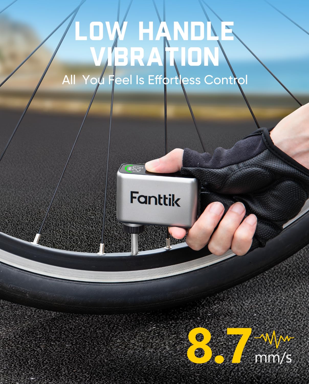 Bomba eléctrica para Bicicletas Fanttik X10 Ace Tiny Mini, Bomba de Aire compacta de 120 PSI con válvula Presta y Schrader, Bomba eléctrica de inflado rápido para Bicicletas,