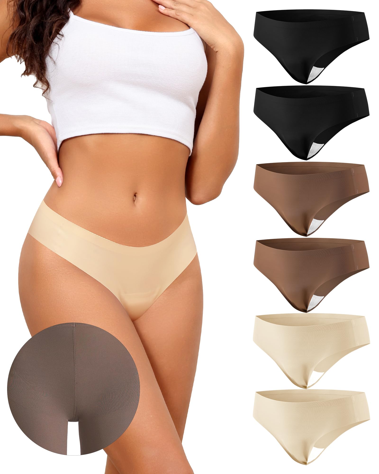 Photo 1 of LEVAO 6-Pack Seamless Low Rise Thong Panties