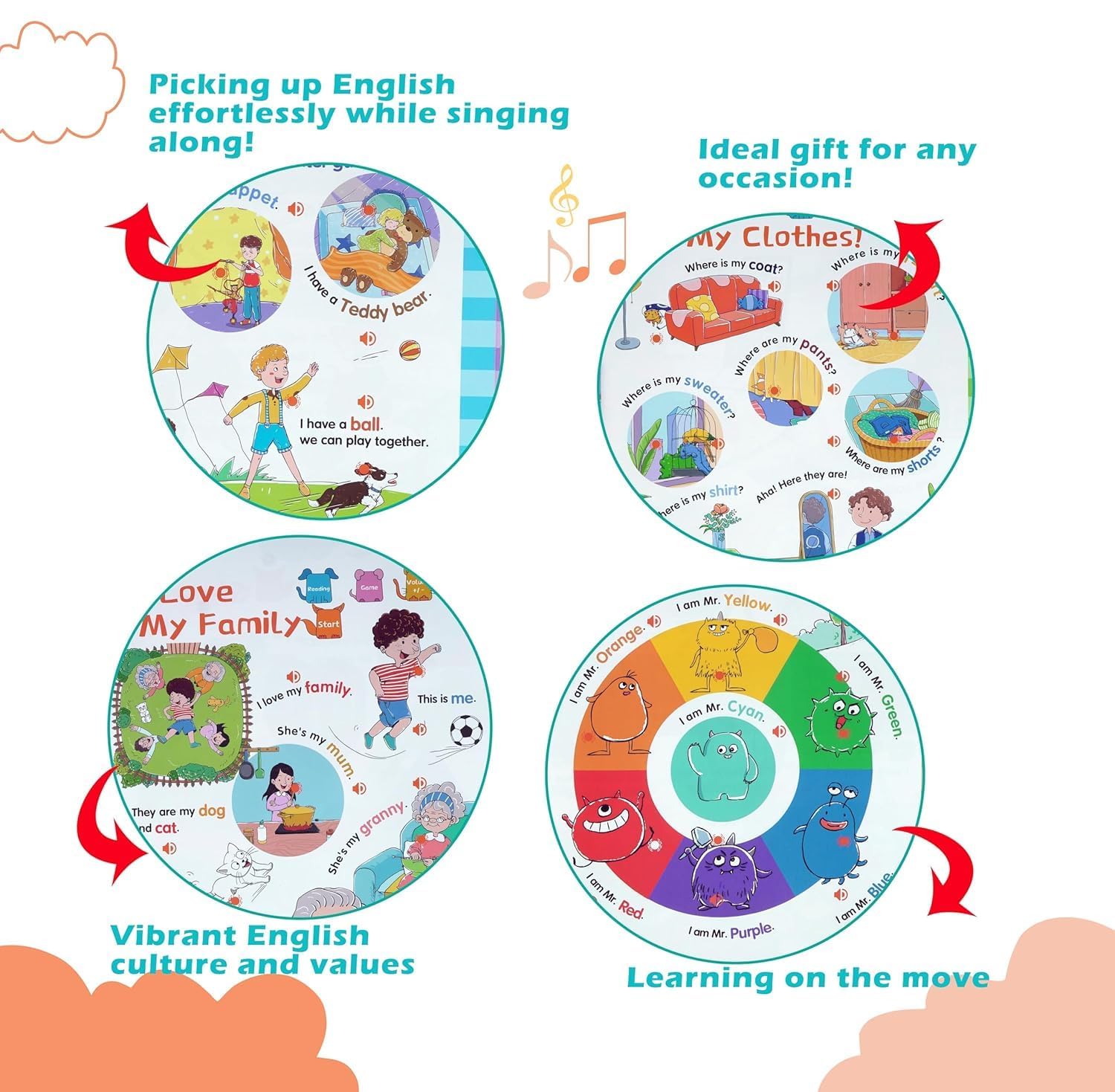 Verra Enterprise Children’s English Graded Reading Interactive Audio Book 500+ Words & 300+ Sentences Touch & Listen Voice Book with Fun for Kids Ages 3+ Learn English with Sound 3