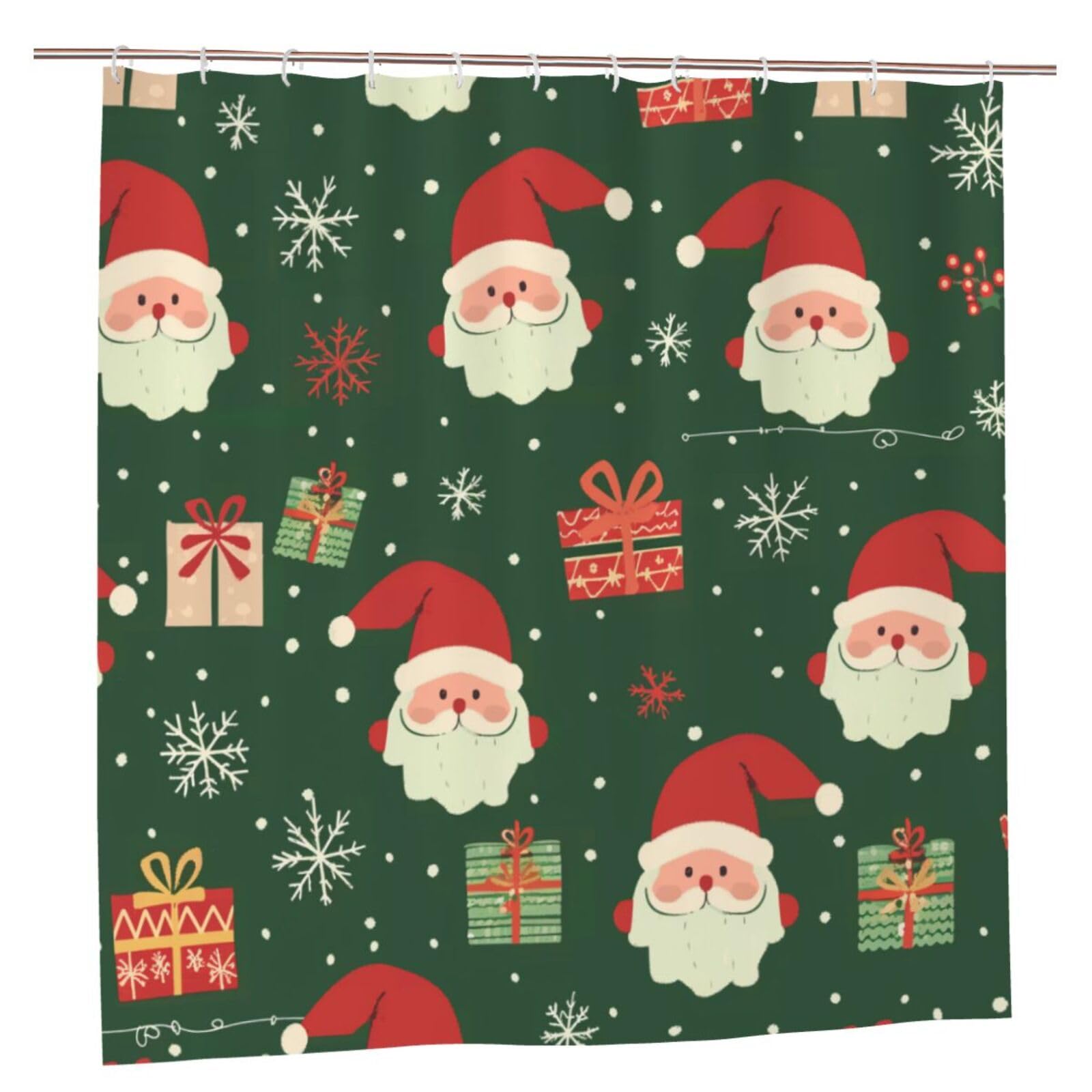 Rideau de douche imperméable Père Noël Mexpekil 183x183 cm pour remplacer le plastique