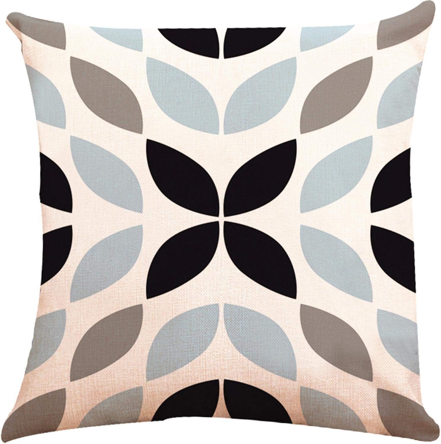 ZUEXT Geometric Throw Pillow Covers 18x18 Inch Double Side Design, Set of 4 Cotton Linen Indoor Outdoor Modern Accent Pillow Case Cushion Cover for Car Sofa Home Decor (Navy Grey Floral,Mix & Match)