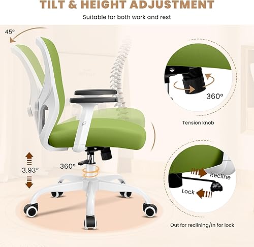 Miniatura 7 de Silla de oficina ergonómica con soporte lumbar ajustable, silla giratoria cómoda para computadora, silla ejecutiva resistente para oficina en casa
