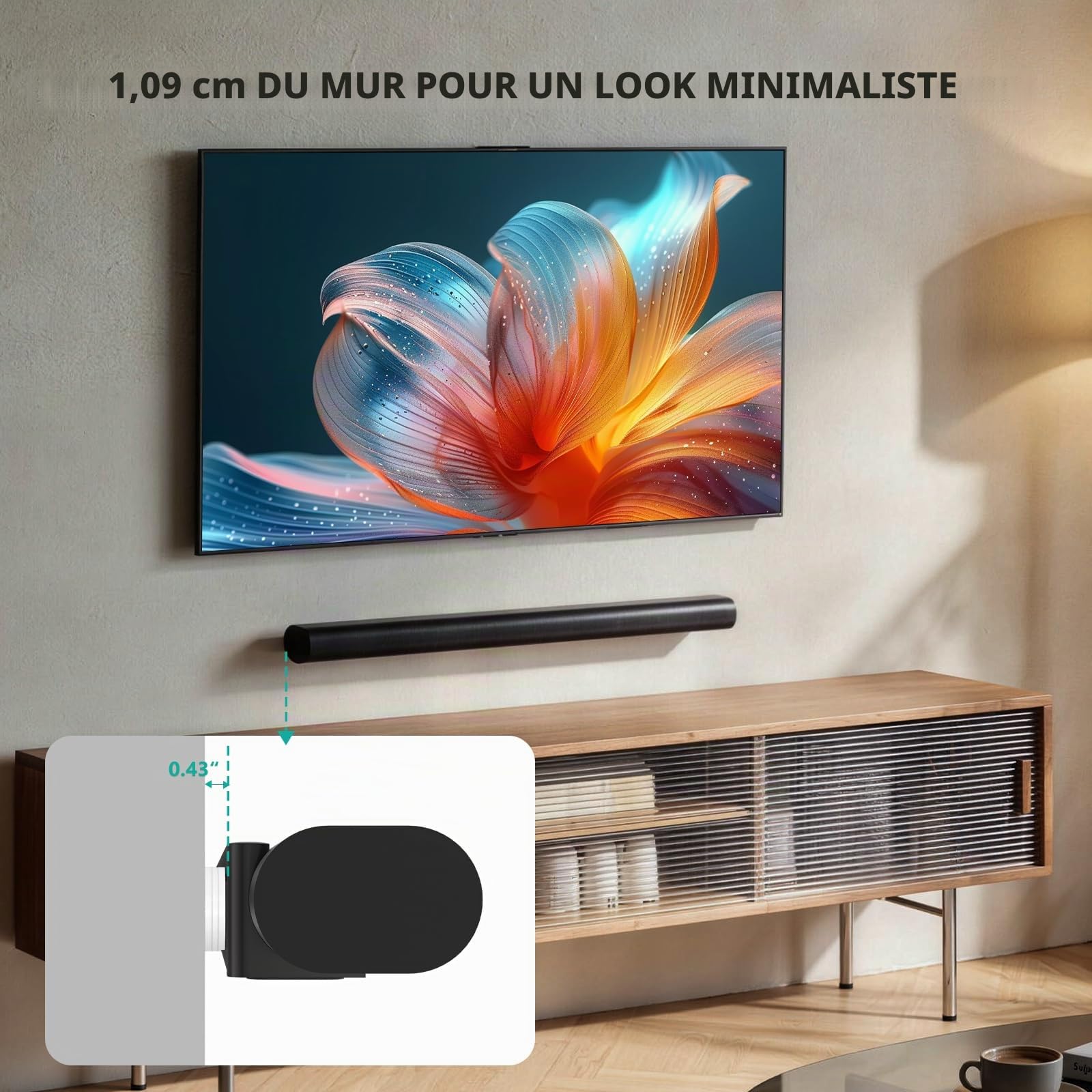 WALI Support mural pour barre de son, conçu pour Sonos Arc, support de barre de son à profil bas sous TV avec kit de matériel, facile à installer (SON003-W), blanc