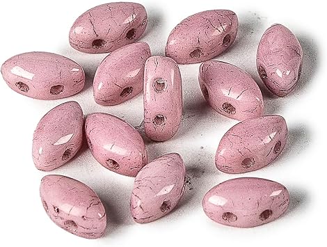PotomacBeads IrisDuo Beads - White Lila Luster 7x4mm | Pack of 50