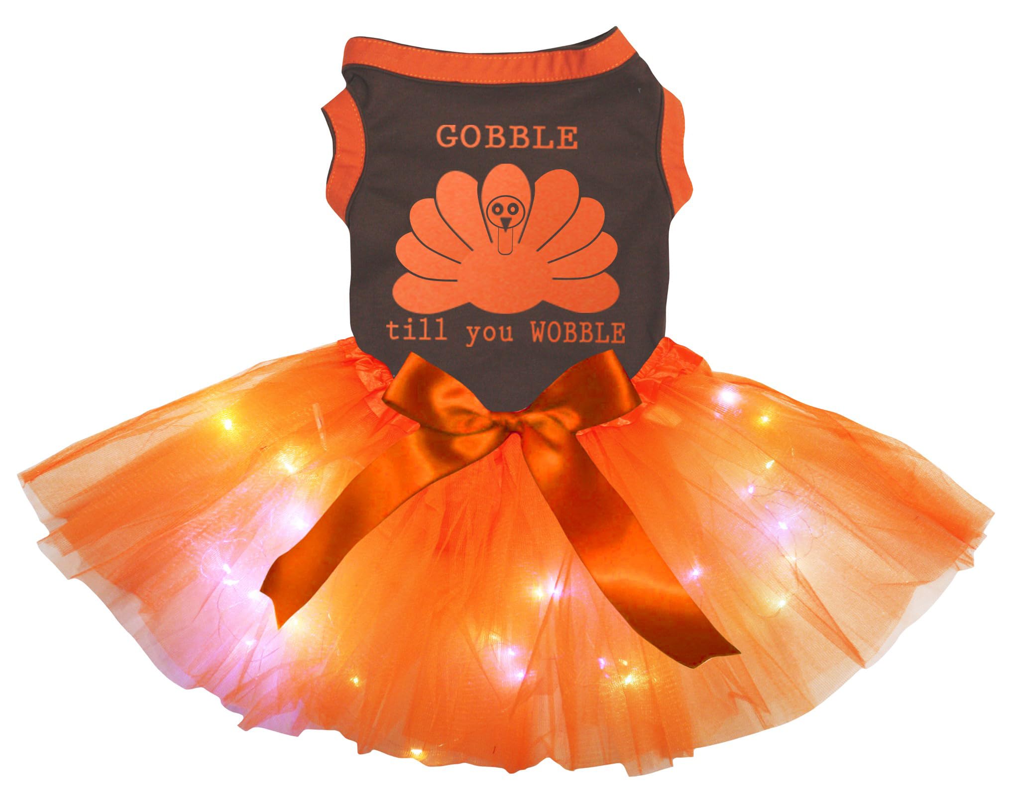 Robe pour chiot LED orange vêtement lumineux petit chien taille S